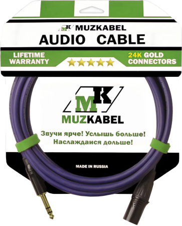 Аудио кабель MUZKABEL BXSMK5S - 1 метр, XLR (папа) - JACK (стерео)
