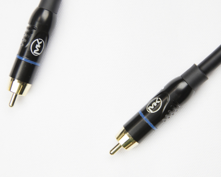 Патч-кабель MUZKABEL RSCMK3P - 0.1 метра, RCA – RCA (Синее кольцо)