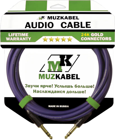 Аудио кабель MUZKABEL BZMK5S - 2 метра, JACK (стерео) - JACK (стерео)